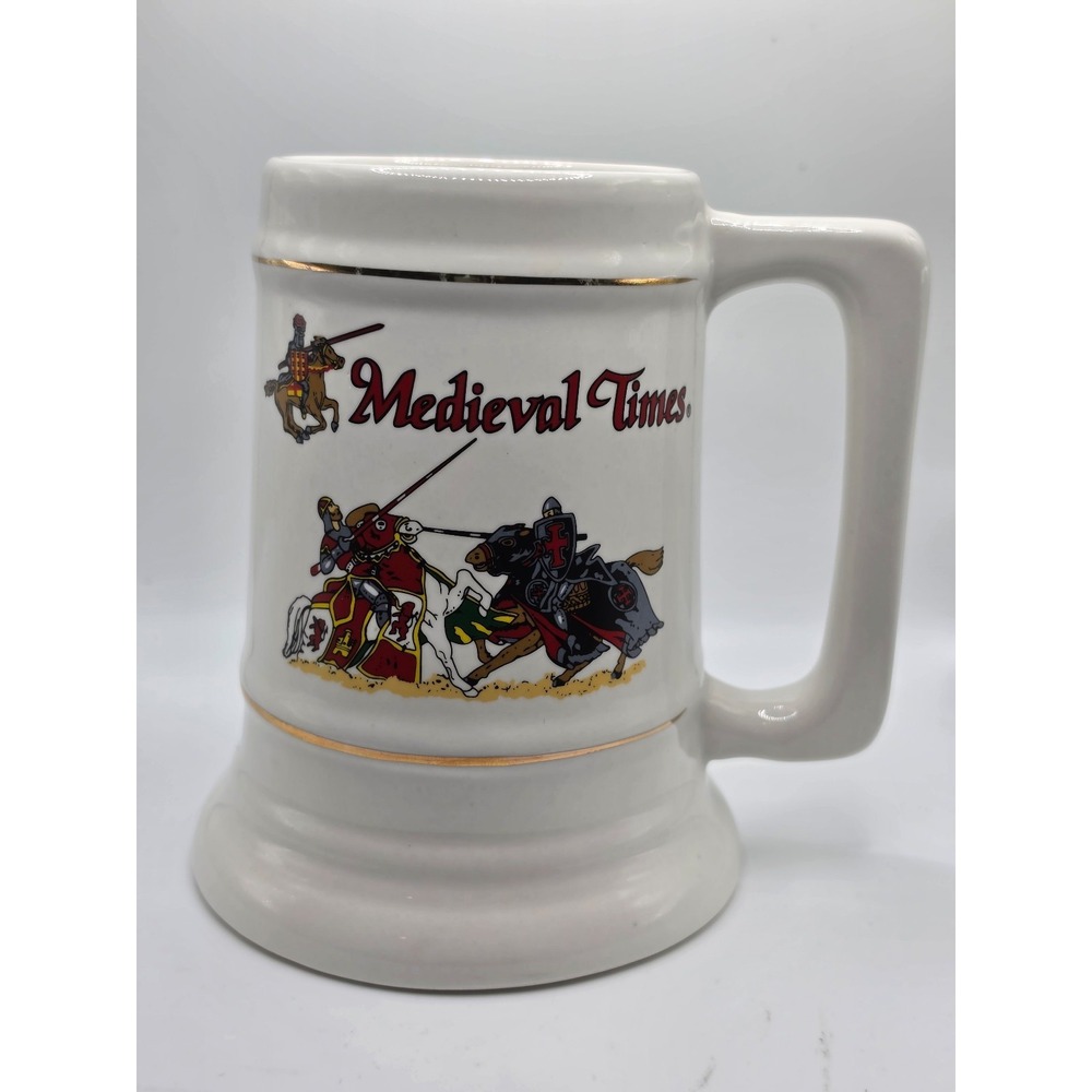 Medieval Times Beer Stein Mug Flags 6" tall Renaissance Collectible